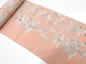 アンティーク　花更紗模様織り出し　八寸帯地反物